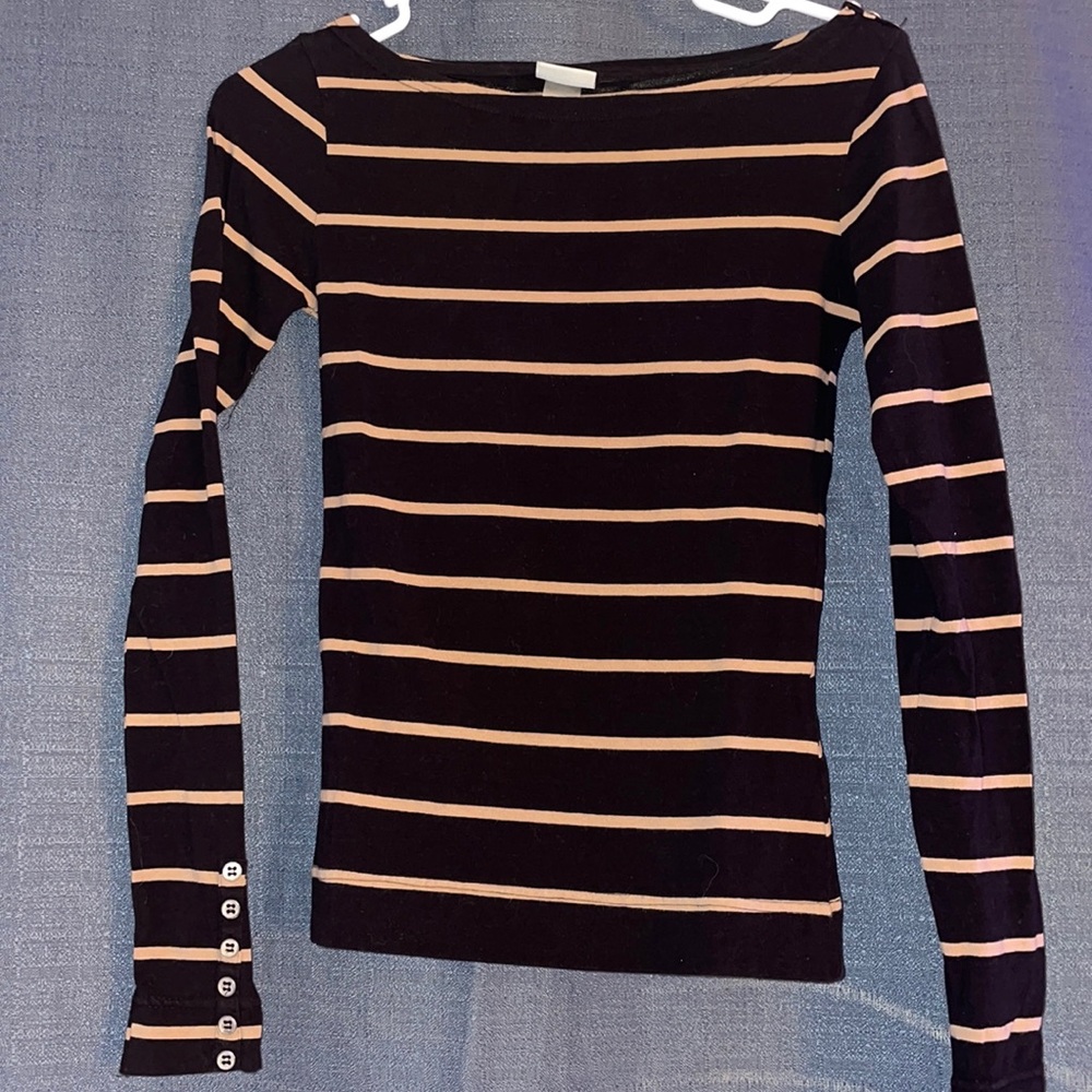Long sleeve brown and tan top